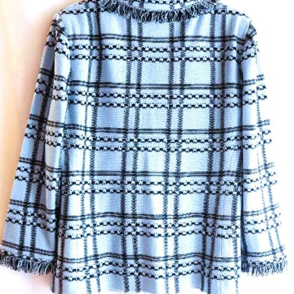 St John Collection Blue and Black Jacket with Fringe in Size 14 - Picture 3 of 3